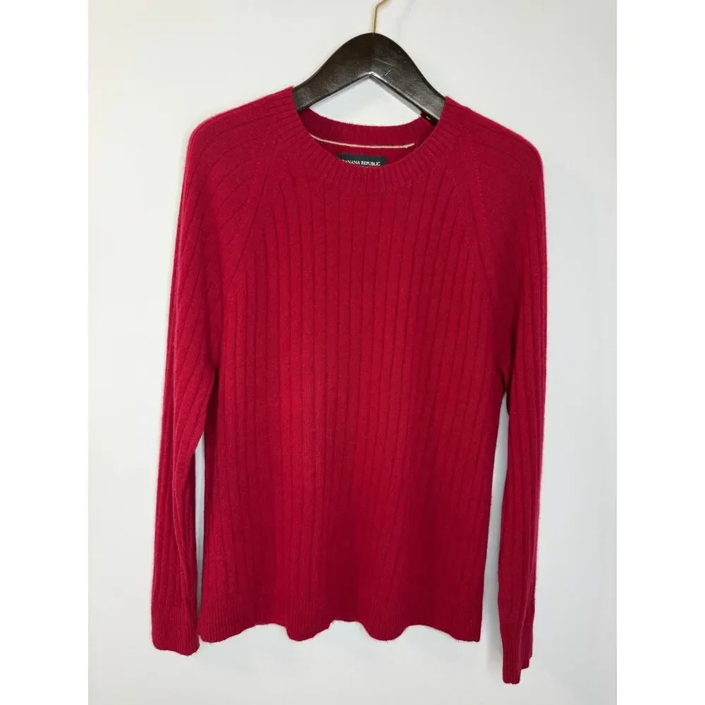 Banana Republic Cashmere Ribbed Crew Neck Sweater Men's L